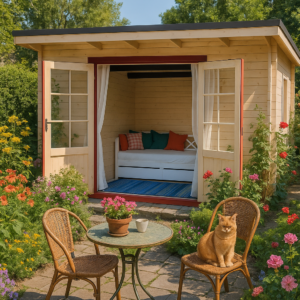 Holzgartenhaus mit Vordach “Nora D” 6x3m | Modernes Holzgartenhaus mit Vordach | Modernes Vordach aus Holz | Holzgartenhaus 3x6m mit Sonnendach Unkategorisiert online kaufen