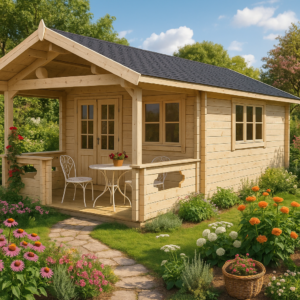 Saunahaus mit Veranda “Sommerland” 4x7m | Gartensauna mit Vorraum | Sauna kaufen | Außensauna | Outdoor-Sauna für den Garten mit Sonnendach, mit Terrasse, mit Sauna Unkategorisiert online kaufen